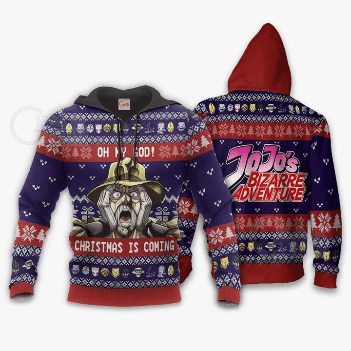 Joseph Joestar Ugly Christmas Oh My God Jojo Anime Manga For Men And Women 3d Hoodie Zip Hoodie