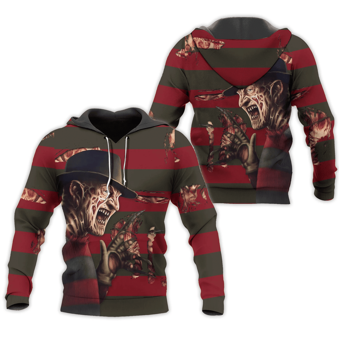 Halloween Horror Movie Characters Freddy Krueger 3d Hoodie Zip Hoodie