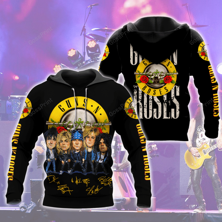 Guns N Roses Rock Band Signatures Hoodie 3