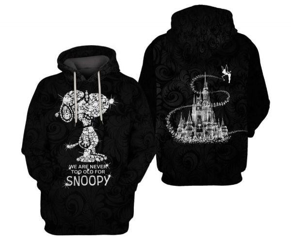 Snoopy We Are Never Too Old For Snoopy The Peanuts Cartoon Bling 2k628 Lover Gift , Snoopy All Over Print 3d Hoodie