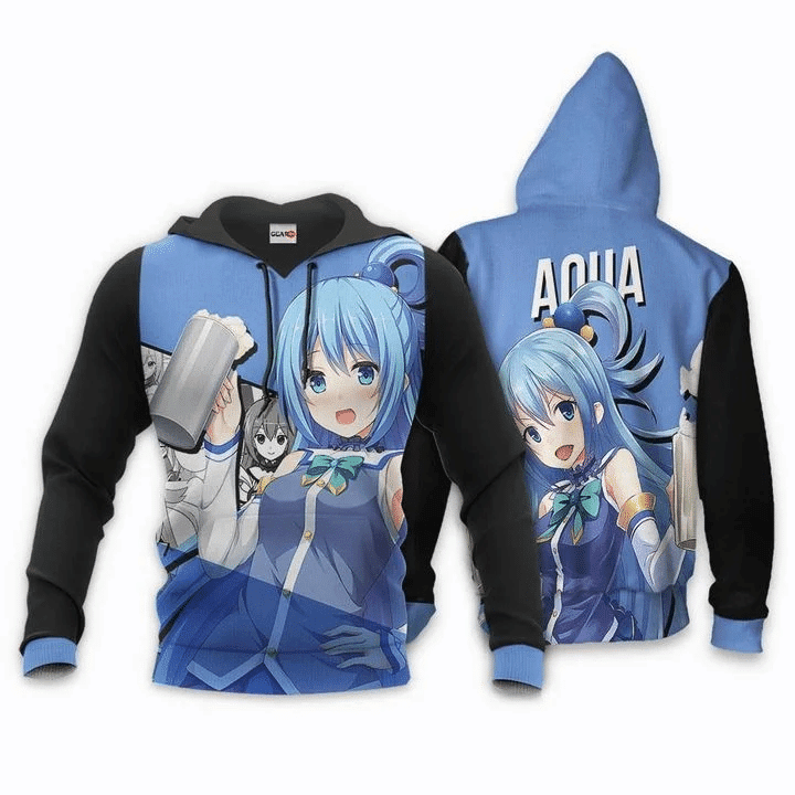 Aqua Anime Manga Konosuba God?s Blessing On This Wonderful World For Men And Women 3d Hoodie Zip Hoodie