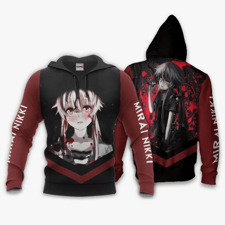Yuno Gasai Anime Manga Future Diary Mirai Nikki For Men And Women 3d Hoodie Zip Hoodie