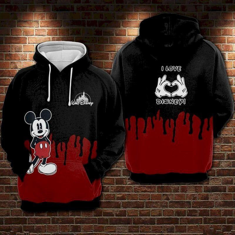 Mickey Mouse Disney, Mickey I Love Disney Ver2 Aop Hoodie