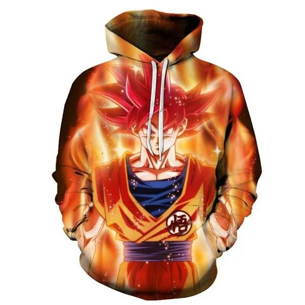 Goku Cartoon Dragon Ball Anime Manga Orange Over Print 3d Hoodie Zip Hoodie