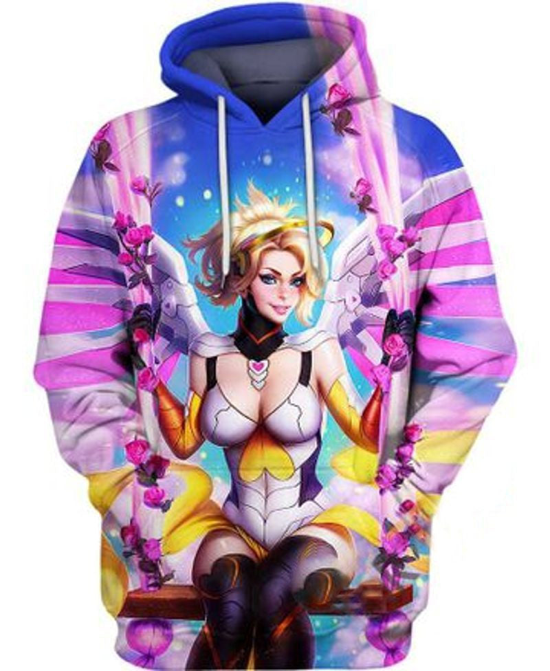 Mercy Overwatch Over Print 3d Hoodie Zip Hoodie