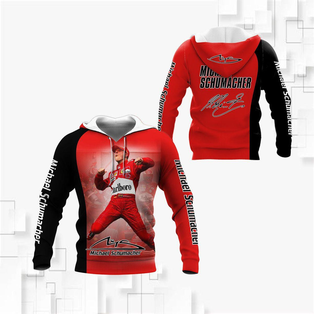 Michael Schumacher Signature Red All Over Print Hoodie, Zip Hoodie 403