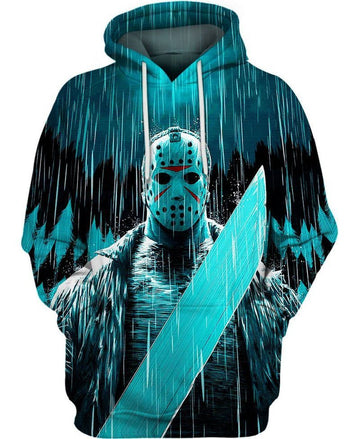 Jason Voorhees Under The Rain Over Print 3d Hoodie Zip Hoodie