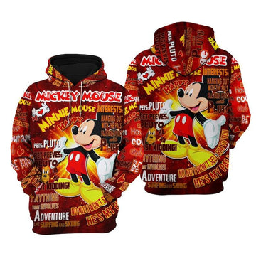Happy Mickey Mouse Disney Cartoon, Disney Quotes, Mickey Punk Words Pattern All Over Print Hoodie, Zip Hoodie