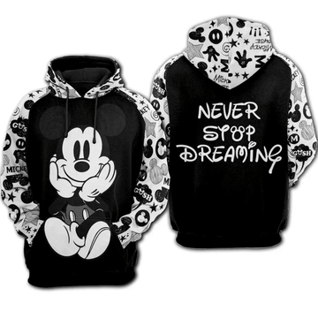 Mickey Mouse Disney Never Syop Dreaming 501 Fan Gift Stylist Unisex Cartoon Graphic Outfits Aop Hoodie