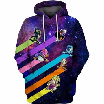 Goku With Broly Majim Boo Cartoon Dragon Ball Anime Manga Over Print 3d Hoodie Zip Hoodie