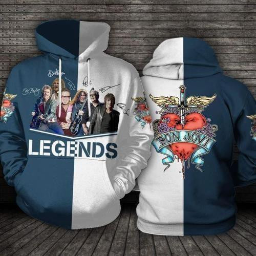 Bon Jovi Music Band Fan Gift, Legends Bon Jovi Band Signatures All Over Print Hoodie