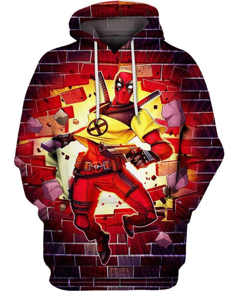 Marvel Hoodie Deadpool X-men Trainee Breaks The Wall 3d Hoodie Zip Hoodie