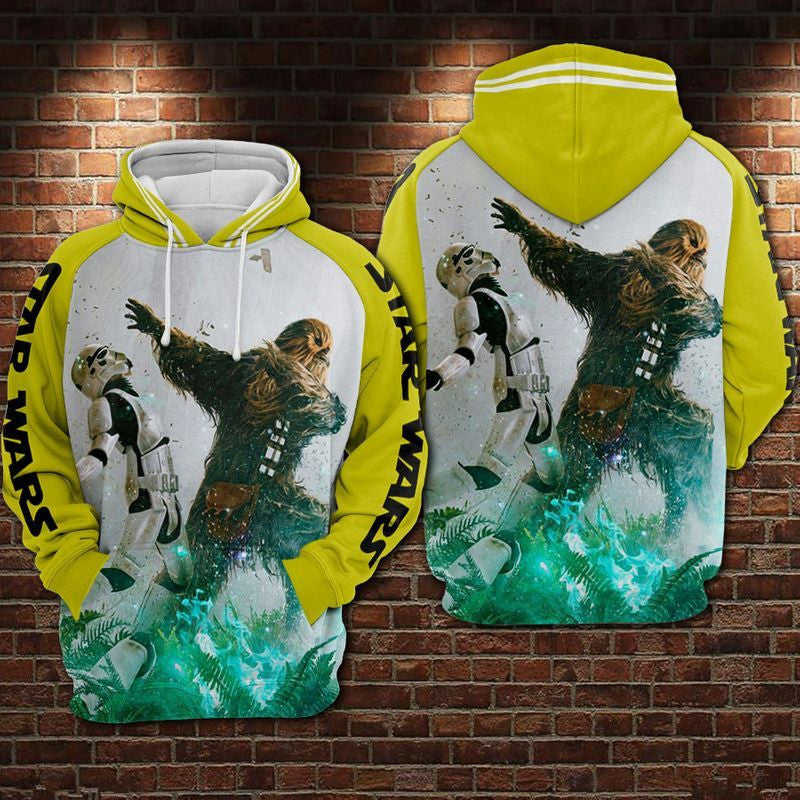 Chewbacca Star Wars Over Print 3d Hoodie Zip Hoodie