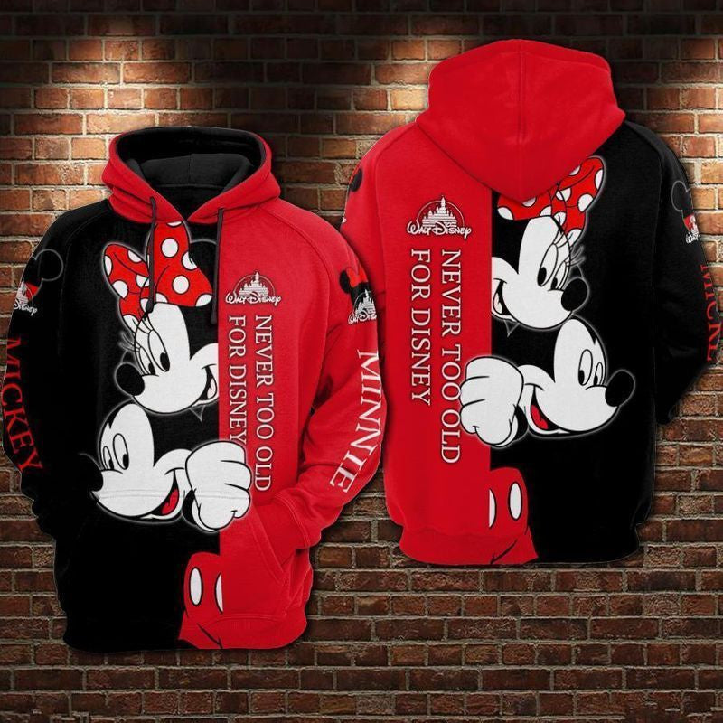 Disney Mickey And Minnie Never Too Old For Disney 3d Hoodie Zip Hoodie 447
