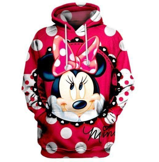 Minnie Cute Face White Dots Pink 3d Hoodie Zip Hoodie