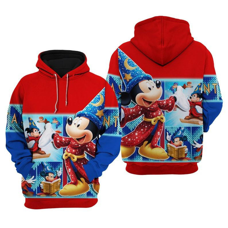 Magic Mickey Mouse, Disney Fantasia Mickey Mouse Cartoon Fan Gift All Over Print Hoodie, Zip Hoodie