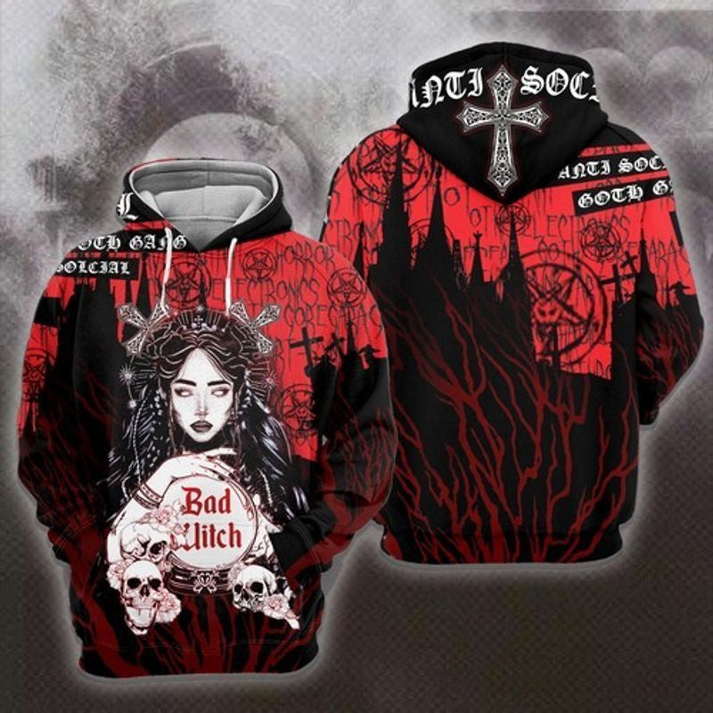 Gothic Skull Geisha Red Over Print 3d Hoodie Zip Hoodie