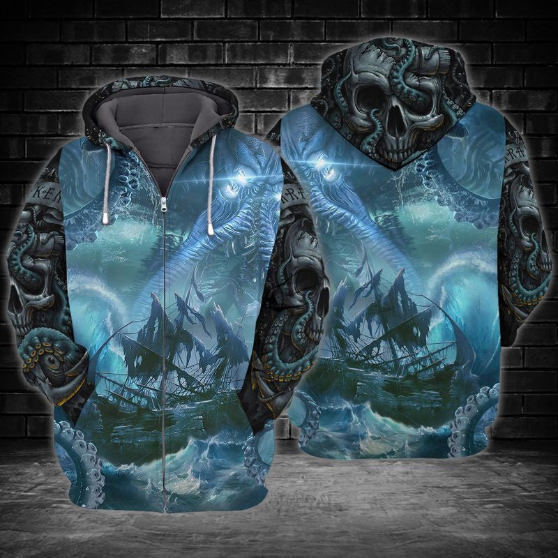 Kraken Skull For Men And Women 3d Hoodie Zip Hoodie