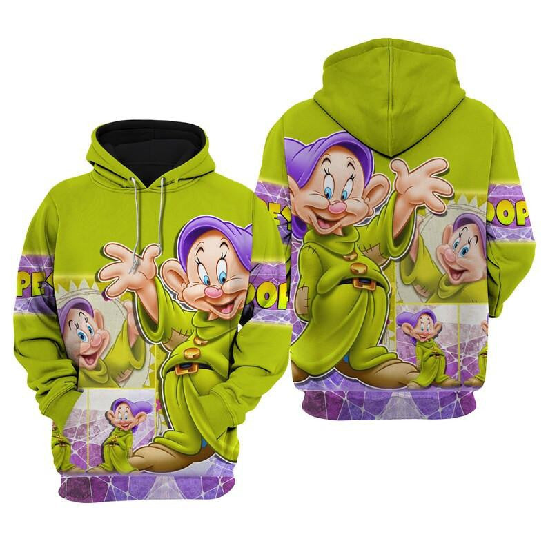 Disney Funny Dopey Dwarf, Snow White And Seven The Dwarfs Cartoon Fan Gift All Over Print Hoodie, Zip Hoodie