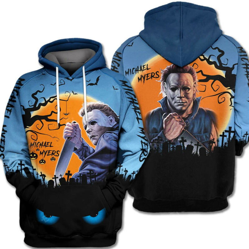 Halloween Hoodie Horror Hoodie Michael Myers Halloween Night Blue Hoodie Michael Myers 3d Hoodie Zip Hoodie