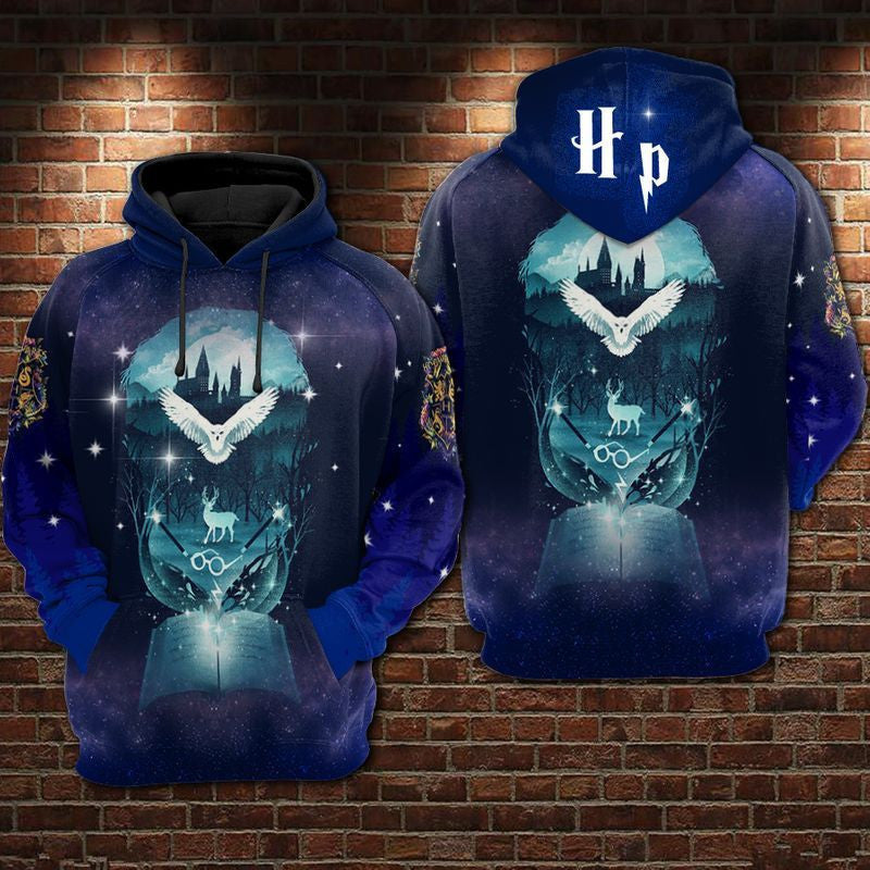Harry Potter Blue Over Print 3d Hoodie Zip Hoodie