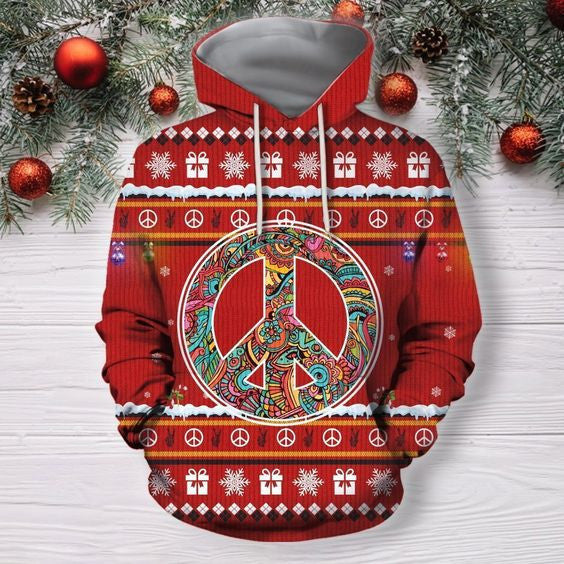 3d All Over Print Christmas Hippie Hoodie