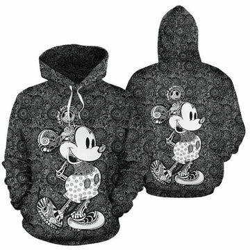 Mickey Mouse Black Over Print 3d Hoodie Zip Hoodie