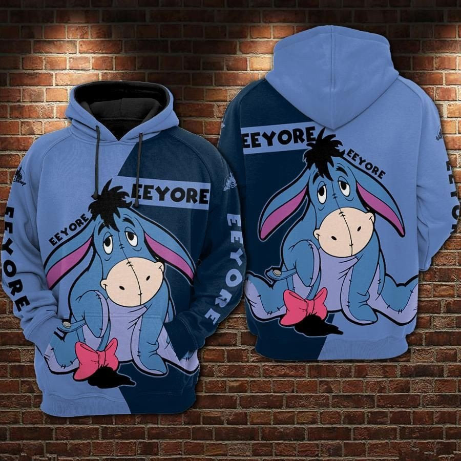 Eeyore Cartoon Winnie The Pooh Movie Disney Over Print 3d Hoodie Zip Hoodie 836