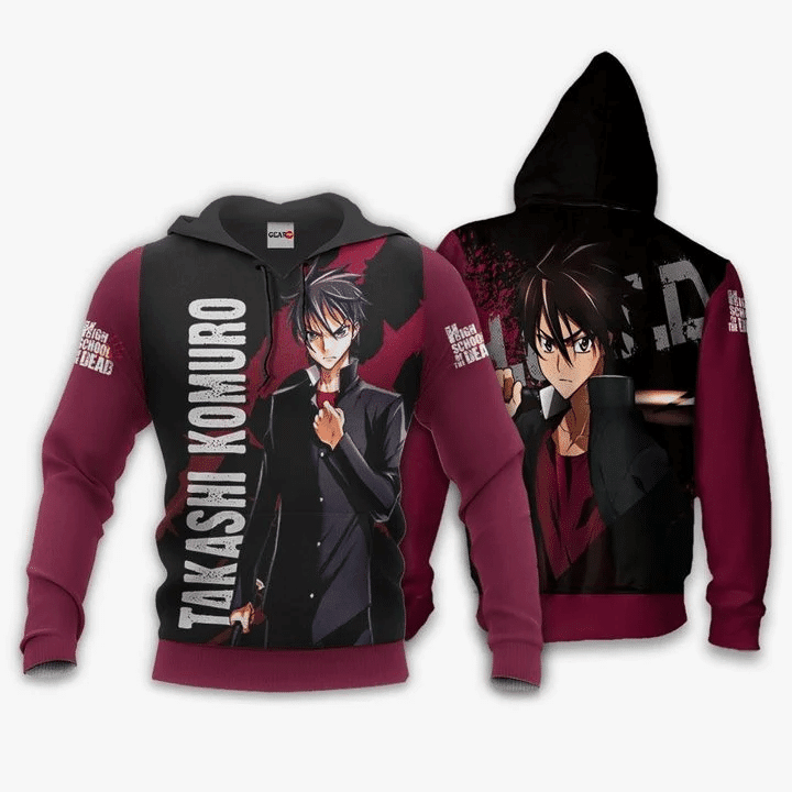 Highschool Of Dead Takashi Komuro Anime Manga For Men And Women 3d Hoodie Zip Hoodie