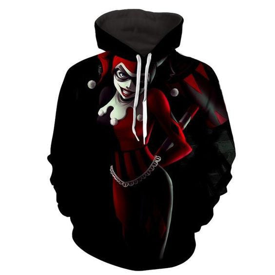 Harley Quinn Sexy Circus Clown Costume Black Hoodie