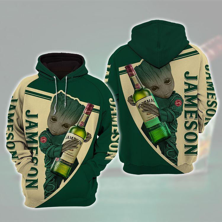Baby Groot Jameson Irish Whiskey 3d All Over Print T Shirt Hoodie