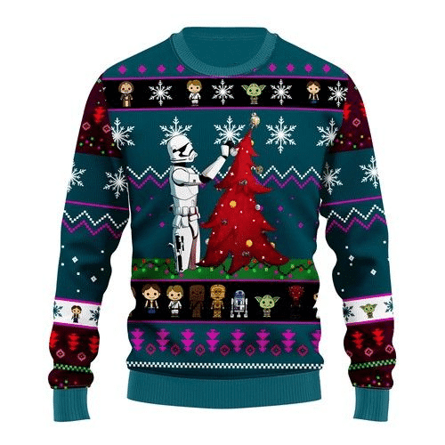 Star Wars And Tree Christmas Ugly Sweater Gifts, Star Wars Gift Fan Ugly Sweater