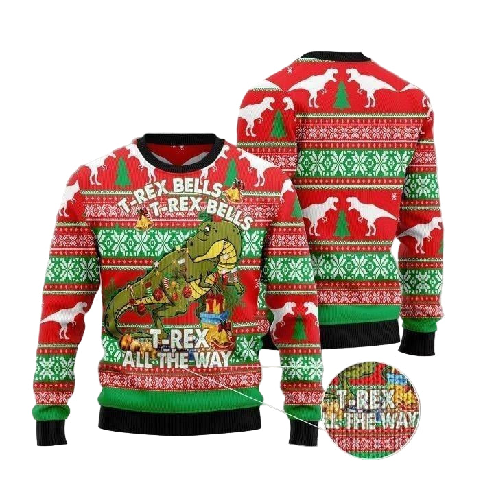 T-rex Christmas Ugly Sweater, T-rex Christmas Gift, T-rex Christmas Shirt