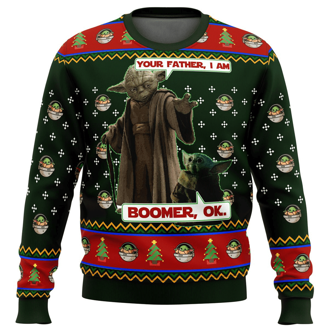 Star Wars Baby Yoda Boomer Ugly Sweater Gifts, Baby Yoda Gift Fan Ugly Sweater