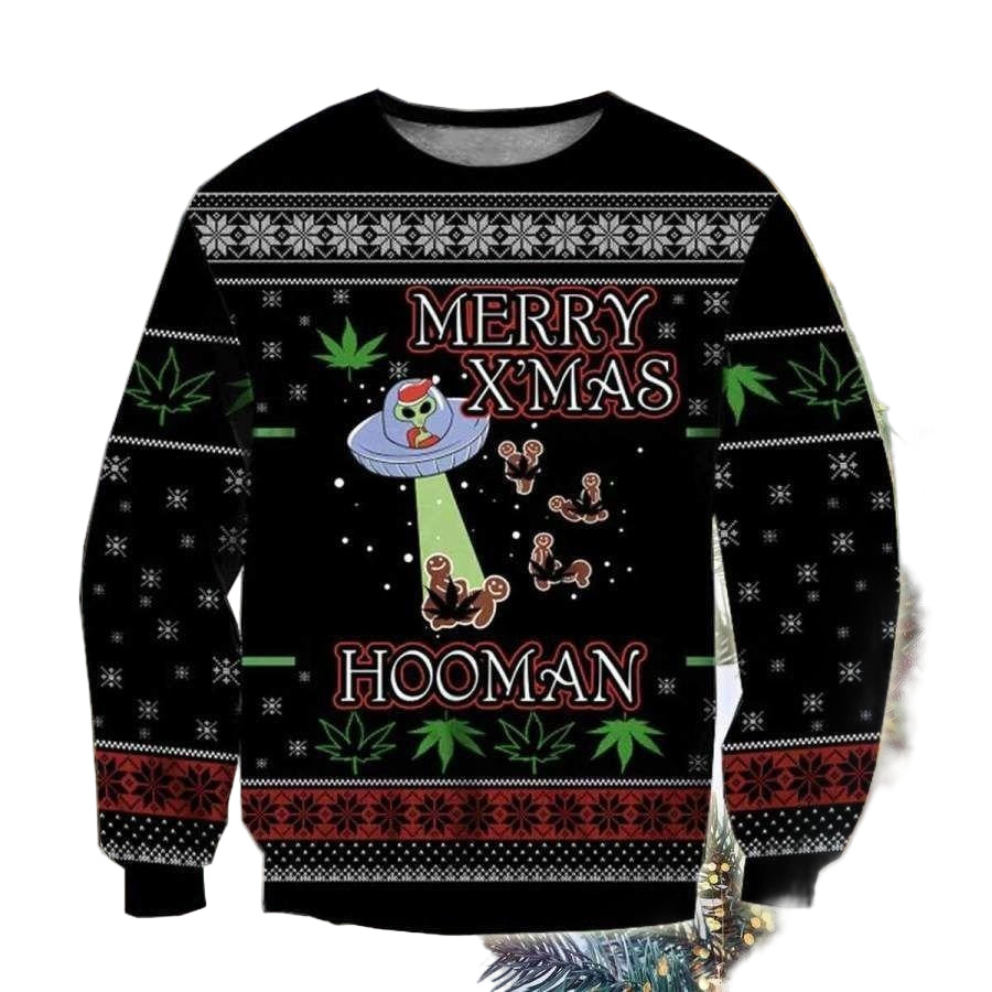 Ufo Merry X'mas Hooman Ugly Sweater, Ufo Merry X'mas Hooman Christmas Shirt