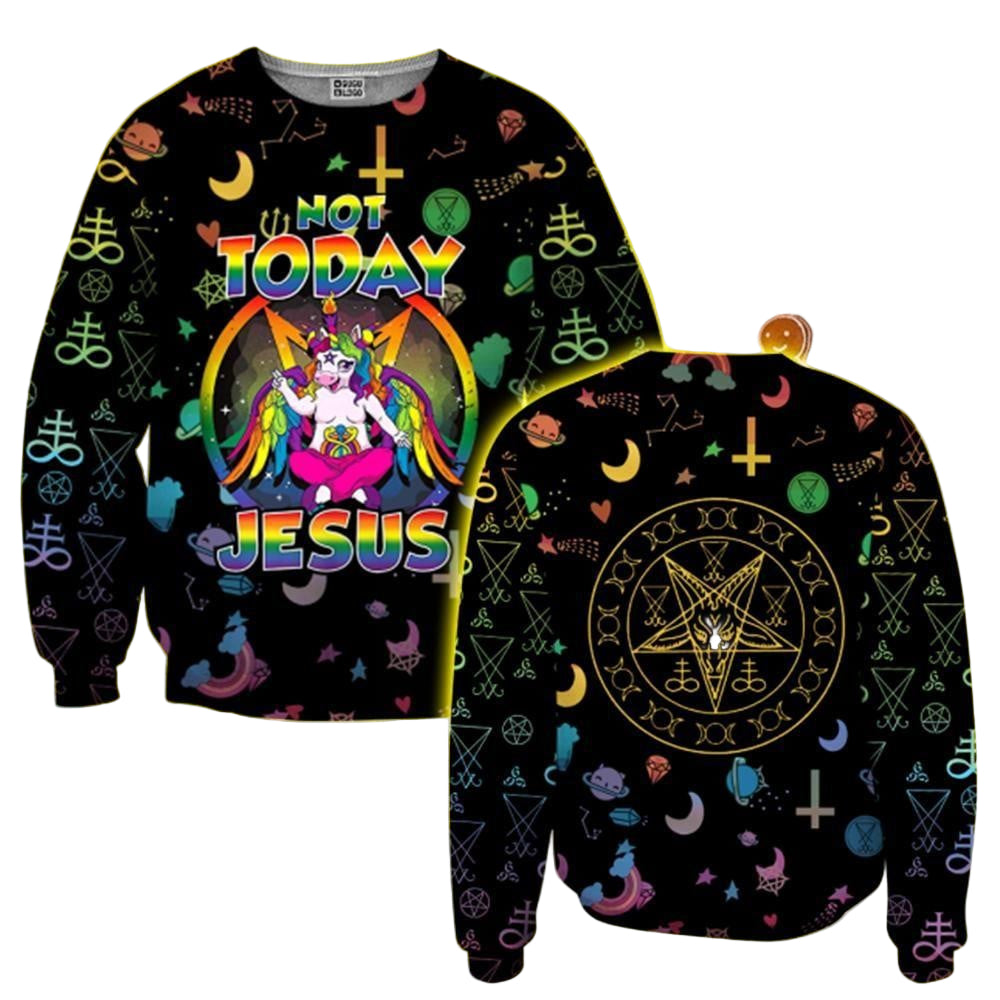 Unicorn Not Today Jesus Ugly Sweater, Christmas Gift,  Unicorn Not Today Jesus Ugly Christmas Movie