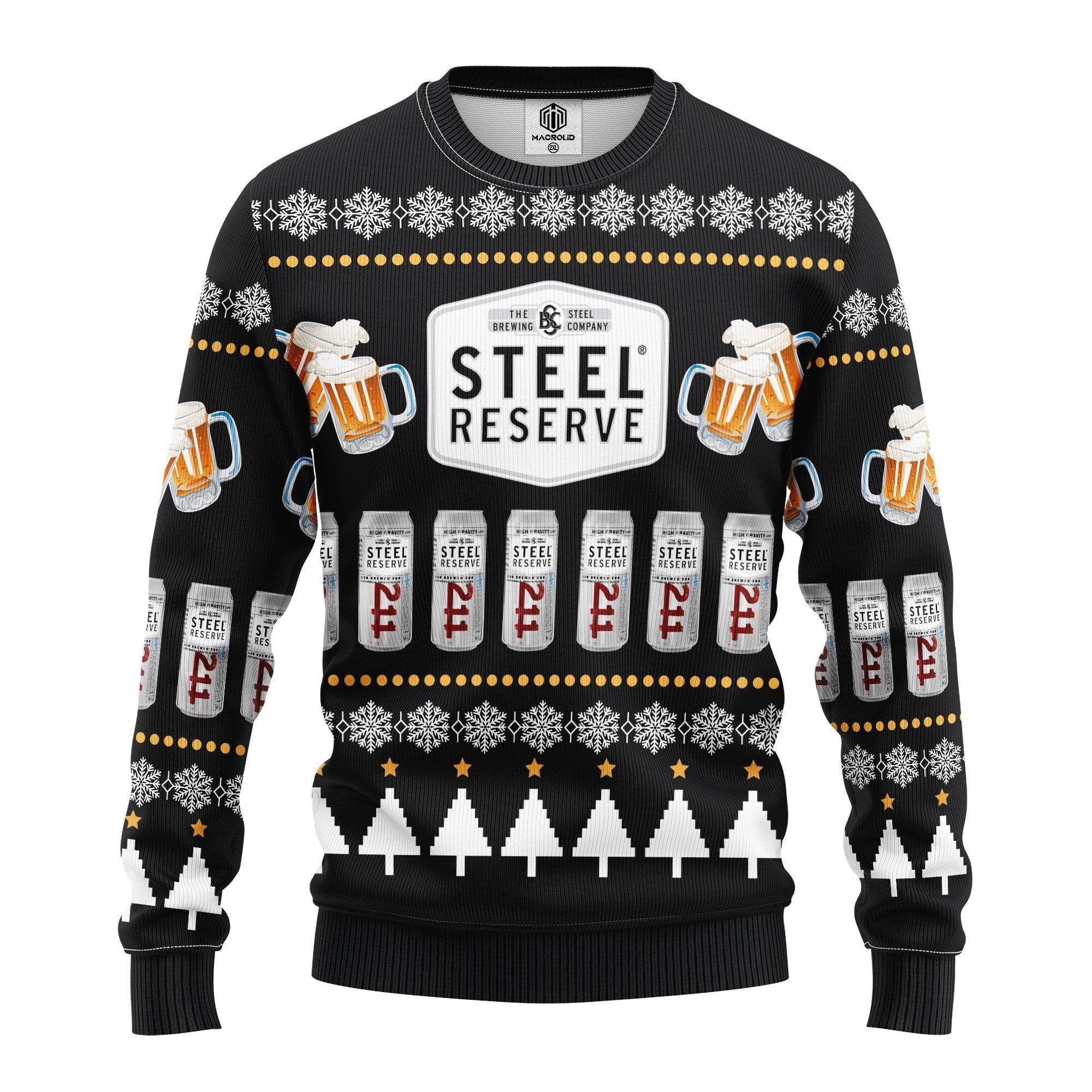 Steel Beer Drink Lover Gifts Ugly Christmas Sweater