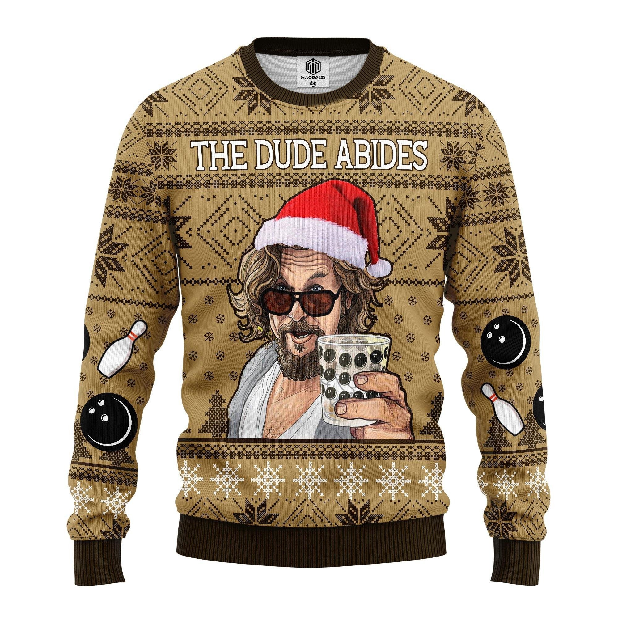The Big Lebowski The Dude Abides Ugly Christmas Sweater 125