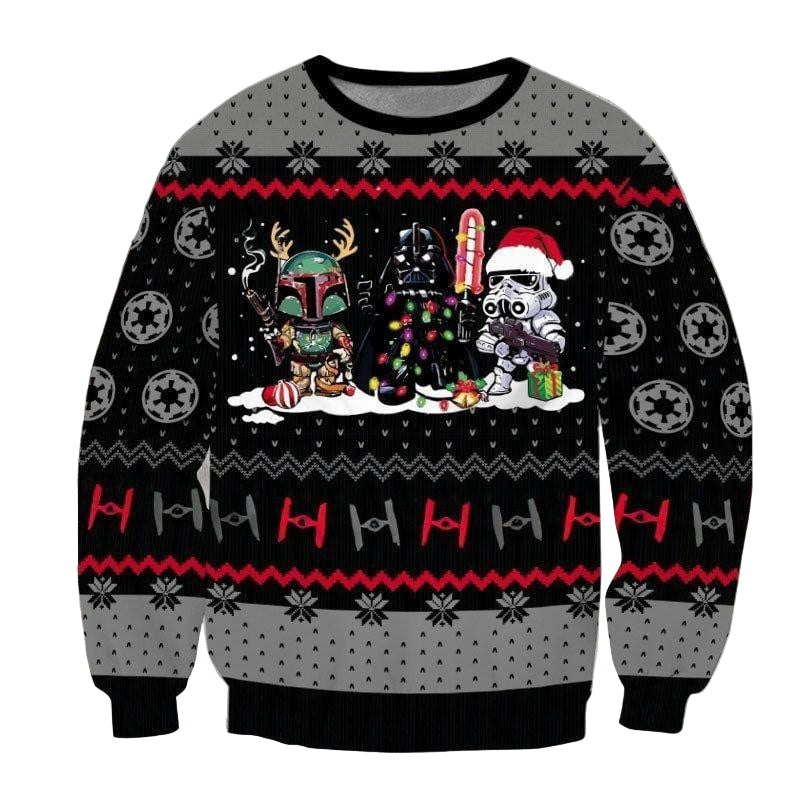Star Wars Boba Fett Darth Vader Ugly Sweater, Christmas Gift, Star Wars Boba Fett Darth Vader Ugly Christmas Sweater