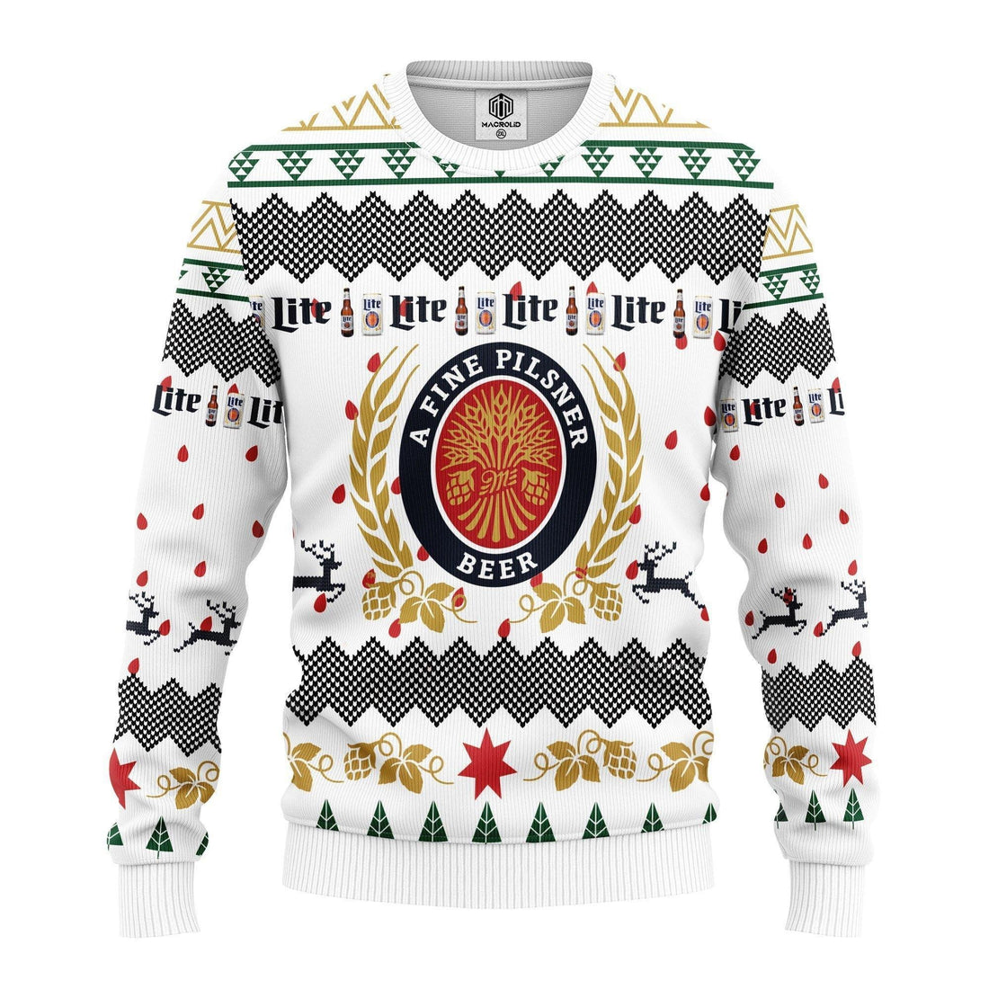 Merry Xmas Miller Lite Beer Ugly Christmas Sweater 265