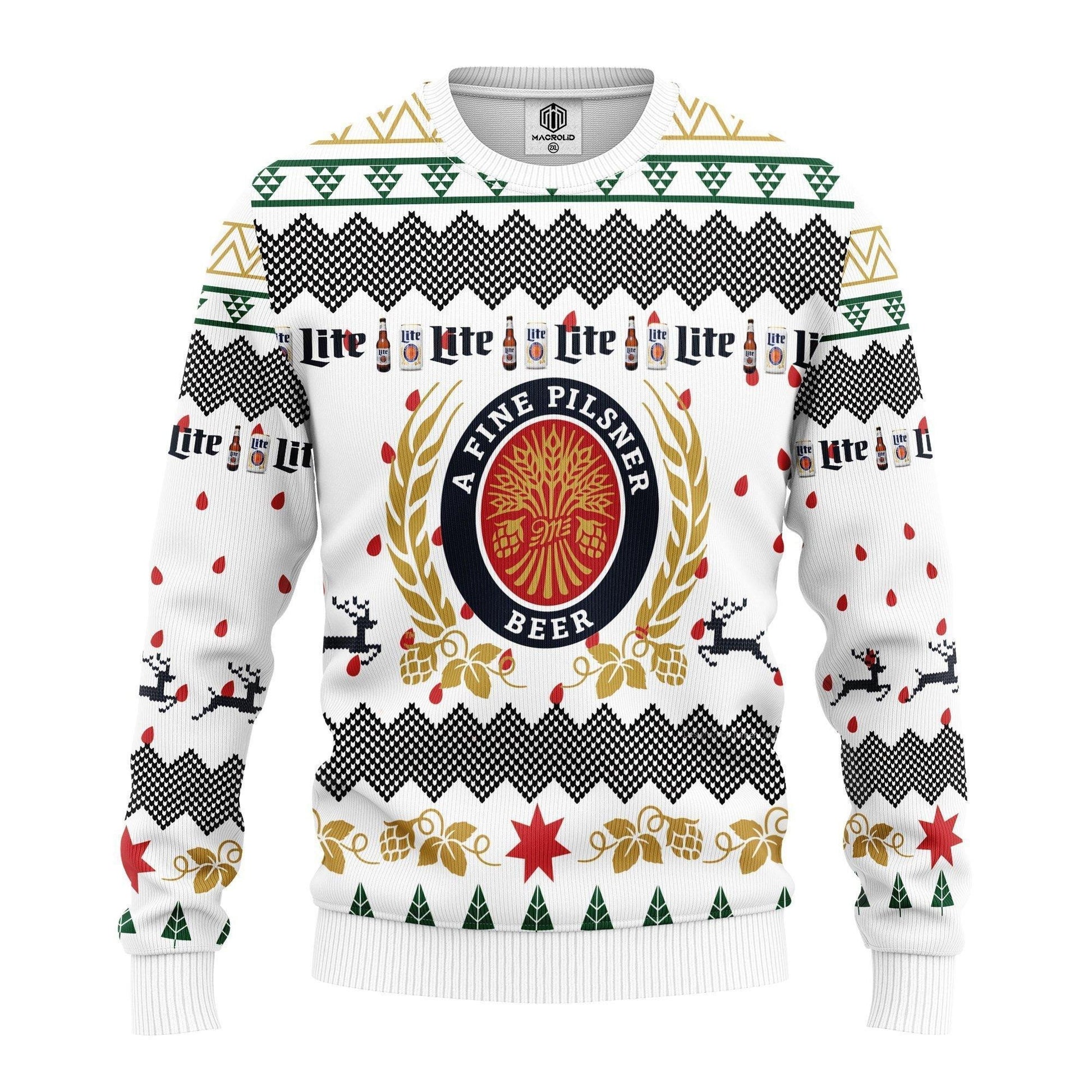 Merry Xmas Miller Lite Beer Ugly Christmas Sweater 265