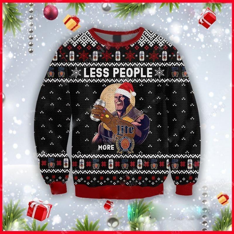 Thanos Less People More Lite Ugly Sweater, Thanos Less People More Lite Christmas Sweater, Light Beer Gift, Thanos Less People More Lite Shirt