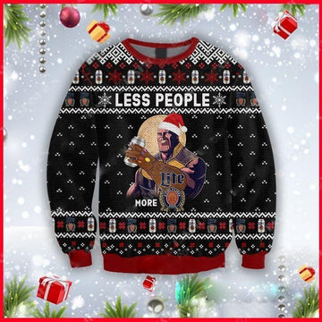Thanos Less People More Lite Ugly Sweater, Thanos Less People More Lite Christmas Sweater, Light Beer Gift, Thanos Less People More Lite Shirt