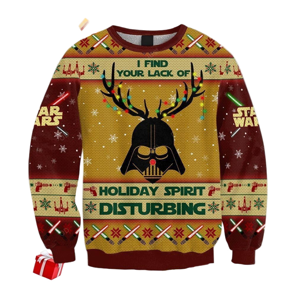 Star Wars I Find Your Lack Of Holiday Spirit Disturbing Ugly Sweater, Star Wars Christmas Sweater, The Mandalorian Gift, The Mandalorian Shirt
