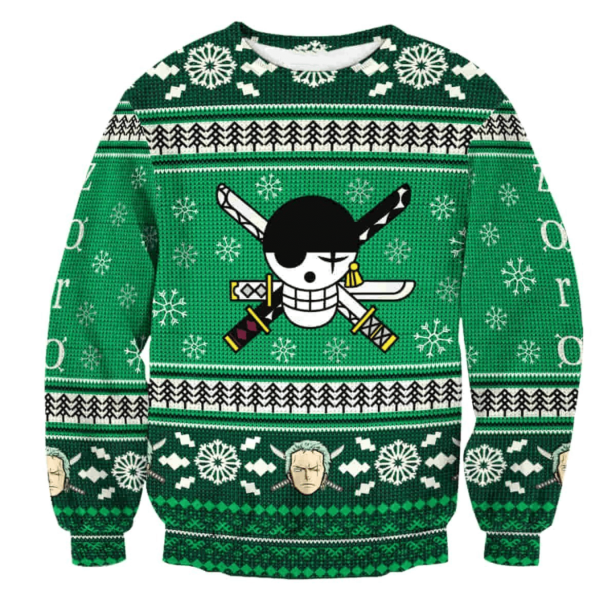 One Piece Anime Roronoa Zoro 7 Ugly Sweater Gifts, One Piece Anime Gift Fan Ugly Sweater