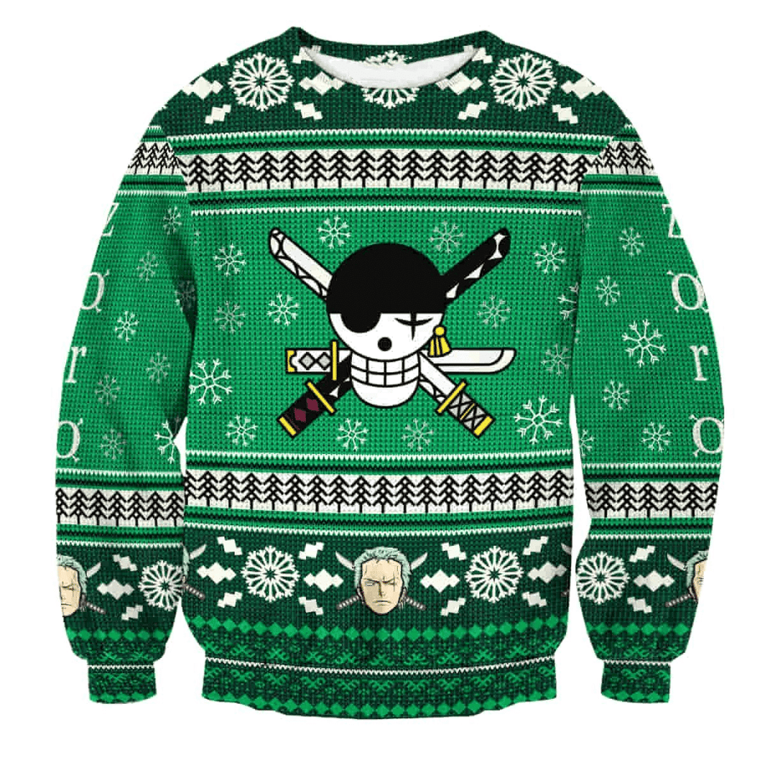 One Piece Anime Roronoa Zoro 7 Ugly Sweater Gifts, One Piece Anime Gift Fan Ugly Sweater