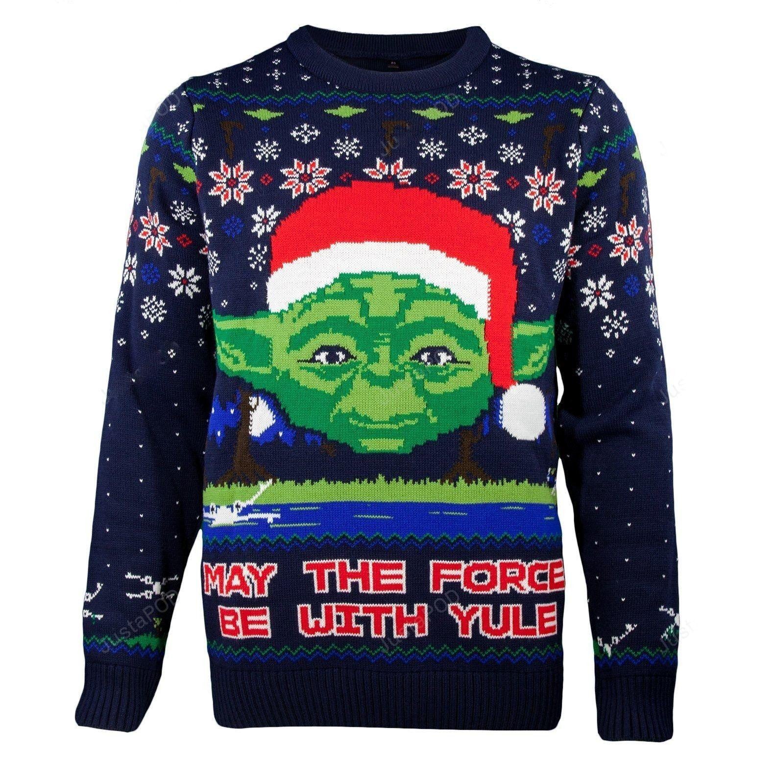 Star Wars Yoda Ugly Sweater, Star Wars Yoda Christmas Sweater, Star Wars Yoda May The Force Be With Yule Gift, Star Wars Yoda Shirt
