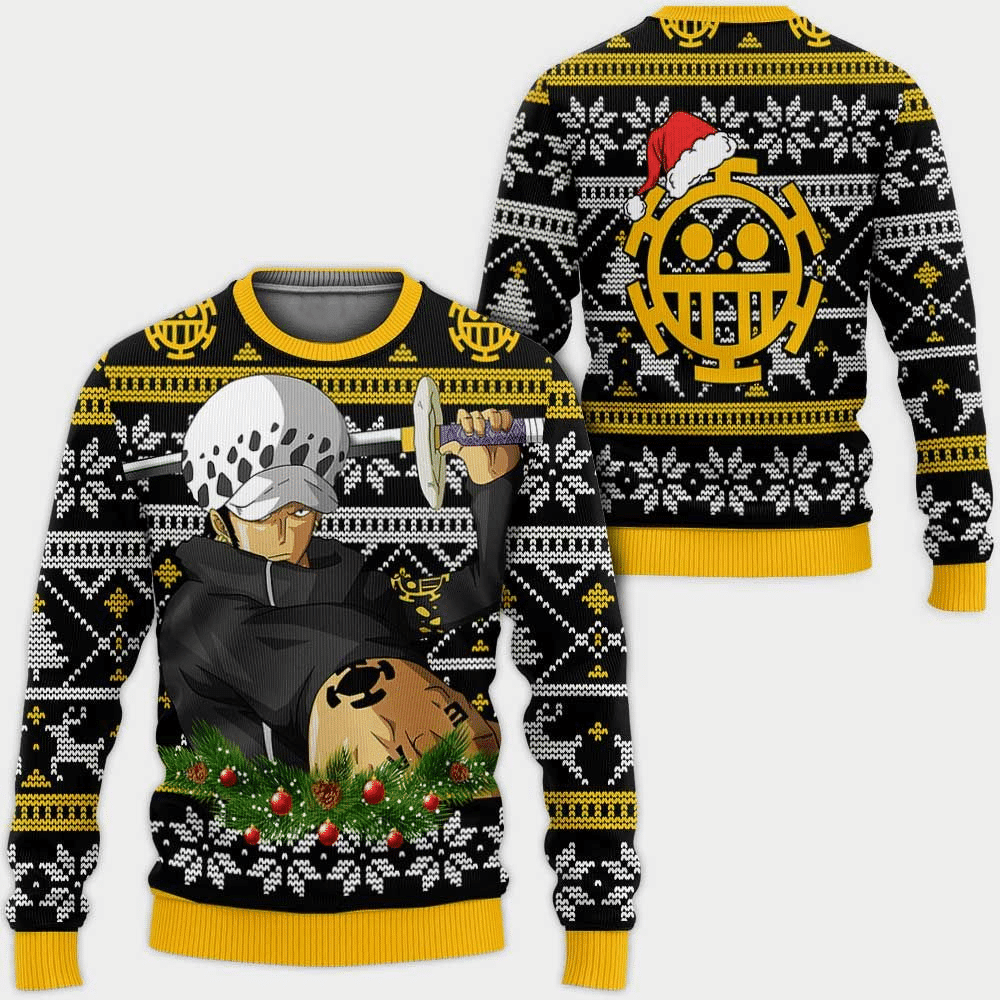One Piece Anime Trafalgar D. Water Law 52 Ugly Sweater Gifts, One Piece Anime Gift Fan Ugly Sweater