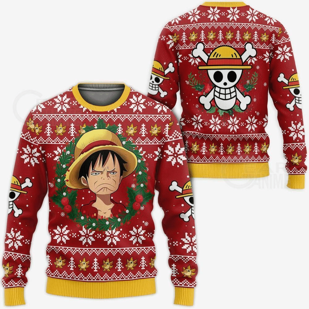 One Piece Anime Monkey D. Luffy 32 Ugly Sweater, One Piece Anime Gift Fan Ugly Sweater