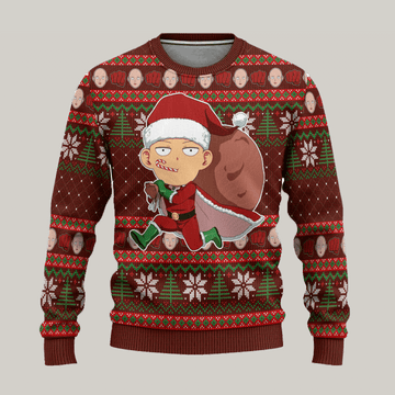 One Punch Man Anime Saitama 6 Ugly Sweater Gifts, One Punch Man Anime Gift Fan Ugly Sweater